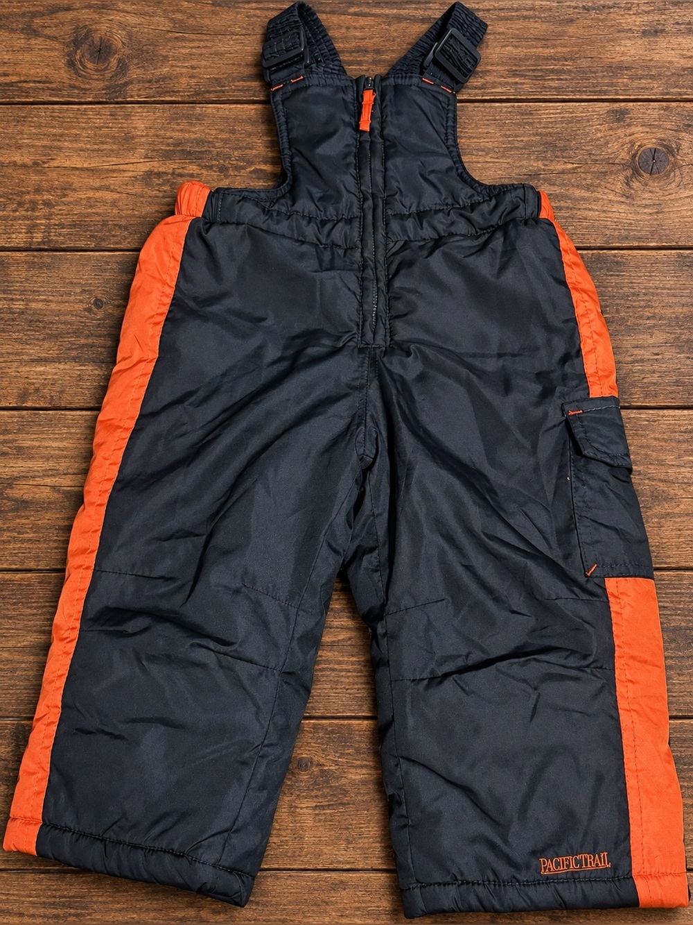 Pacific Trail Black and Orange Kids Snow Overalls